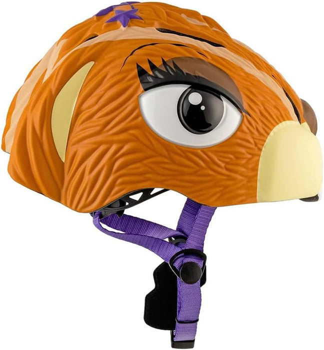 Fietshelm voor kinderen | Oranje Tijger | Crazy Safety | EN1078 Gecertificeerd Bruine Chipmunk S (49-55cm)