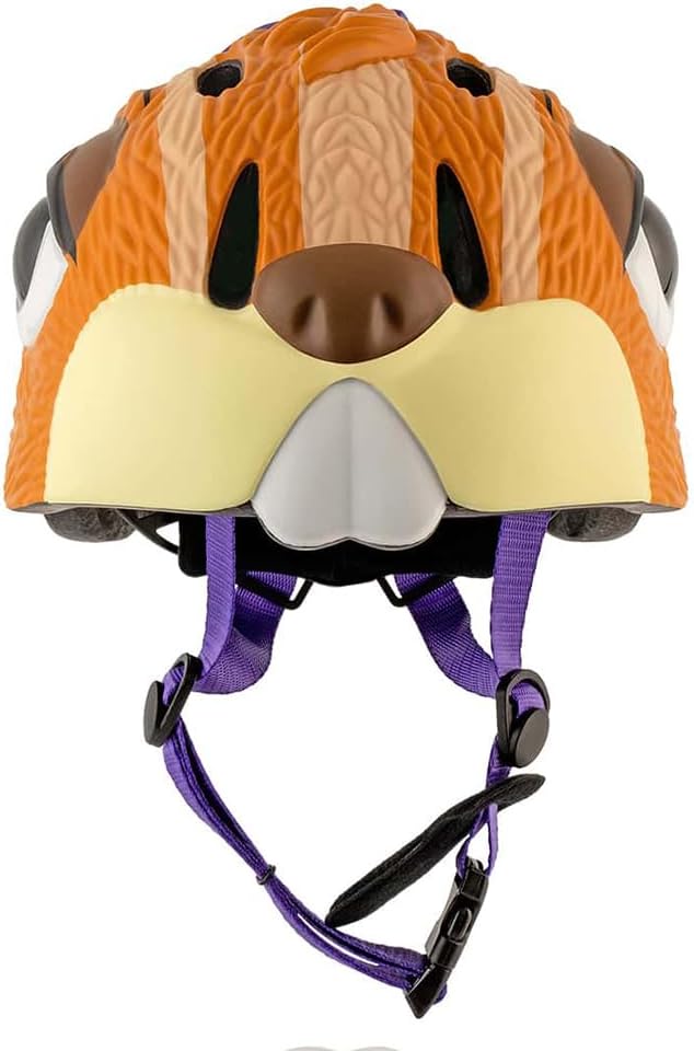 Fietshelm voor kinderen | Oranje Tijger | Crazy Safety | EN1078 Gecertificeerd Bruine Chipmunk S (49-55cm)
