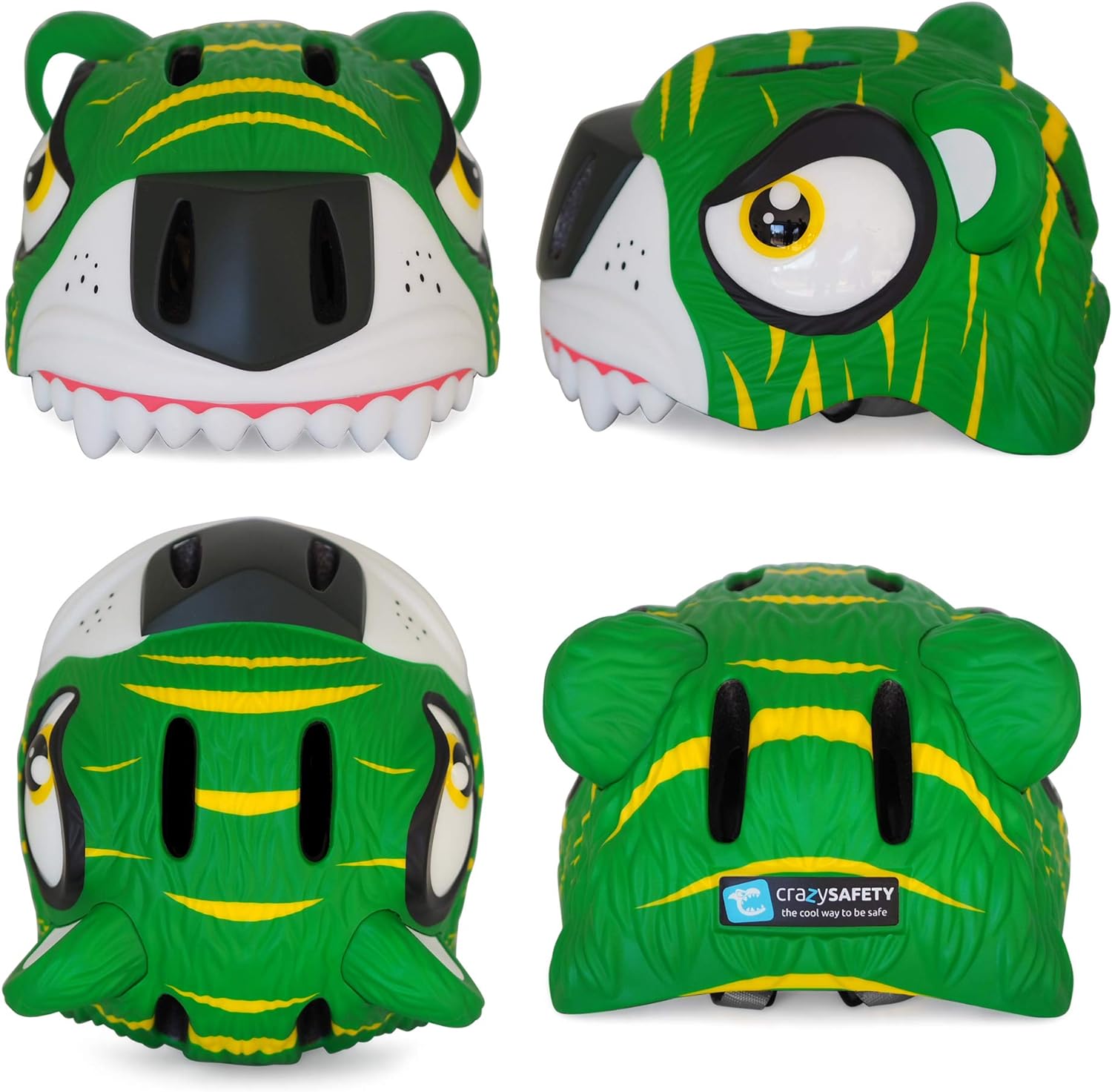 Crazy Safety Green Chameleon Childrens Bike Helmet | Cycle helmet for children aged 2-7 years for bikes, skateboards, balance bikes, scooters, skates Lightweight and adjustable animal helmet