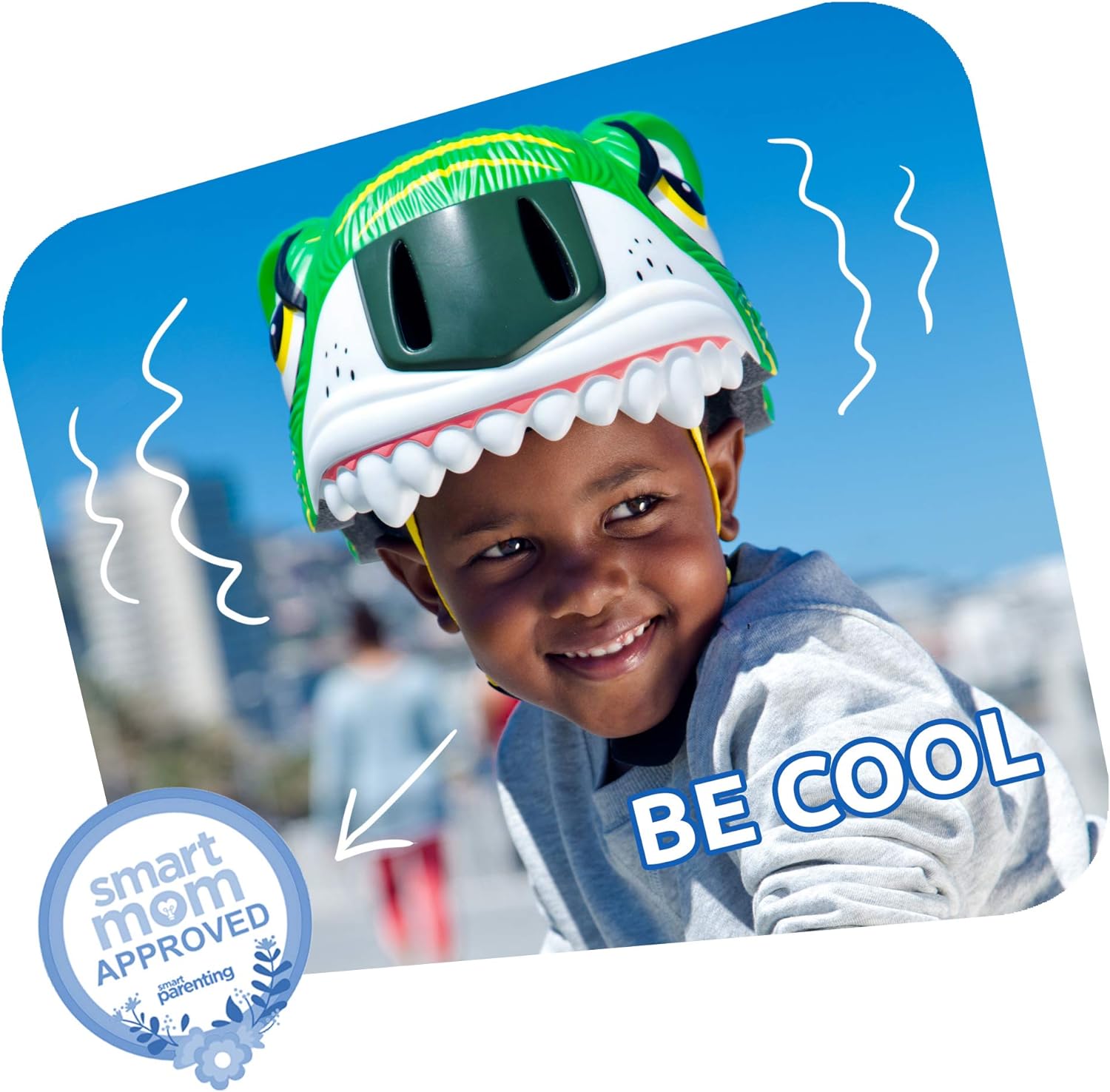 Crazy Safety Green Chameleon Childrens Bike Helmet | Cycle helmet for children aged 2-7 years for bikes, skateboards, balance bikes, scooters, skates Lightweight and adjustable animal helmet