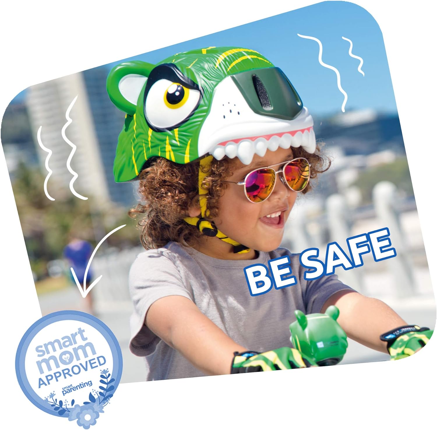 Crazy Safety Green Chameleon Childrens Bike Helmet | Cycle helmet for children aged 2-7 years for bikes, skateboards, balance bikes, scooters, skates Lightweight and adjustable animal helmet