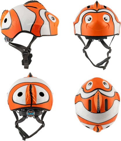 Fietshelm voor kinderen | Oranje Tijger | Crazy Safety | EN1078 Gecertificeerd Oranje Clownvis S (49-55cm)