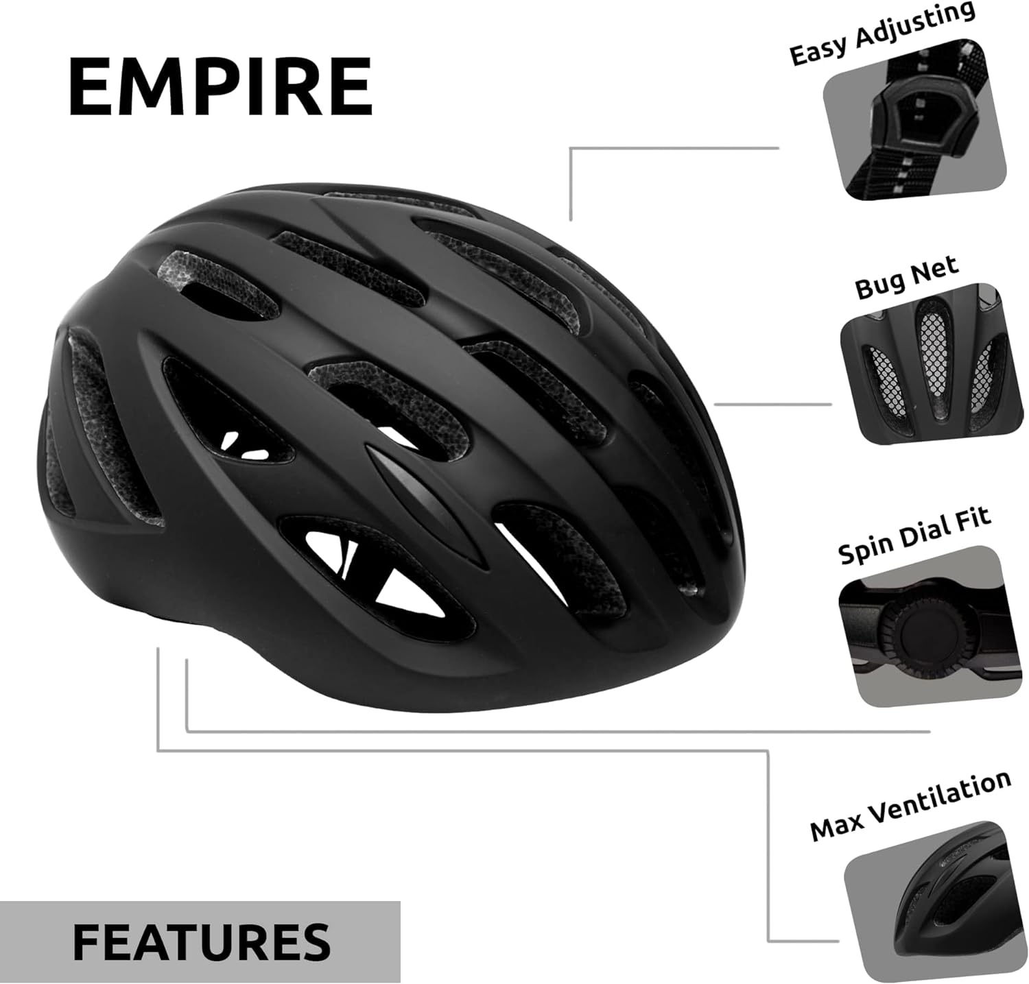 Crazy Safety Black Urban Bike Helmet | City & racing bike helmets | Bicycle helmet for bikes, city bikes and e-bikes | Bicycle helmets men women | Bike helmet adjustable with insect net size. 54–59 cm