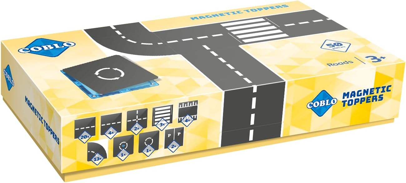 Coblo Magnetic Streets Pack of 50 - Magnetic Toy - Gift 3 Years - Montessori Inspired - Promotes Creativity & Learning Skills - Steam Education - Toy from 3 Years