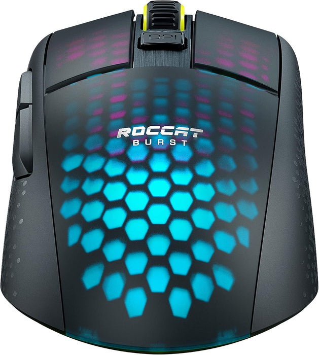 ROCCAT Burst Pro Air Lightweight Symmetrical, Wireless RGB Gaming Mouse with 19K DPI Optical Owl-Eye Sensor, Optical Switches, Titan Wheel, 81-Gram Weight – Black
