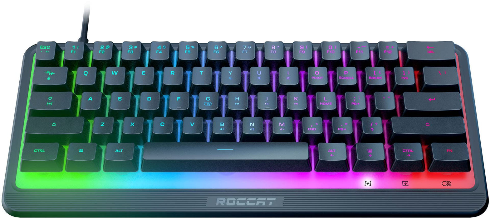 Roccat Magma Mini - 60% RGB Gaming Keyboard with 5 Programmable Lighting Zones, Membrane Key switches, Programmable Function Layers, Anti-Ghosting, & Spill Resistance - Black