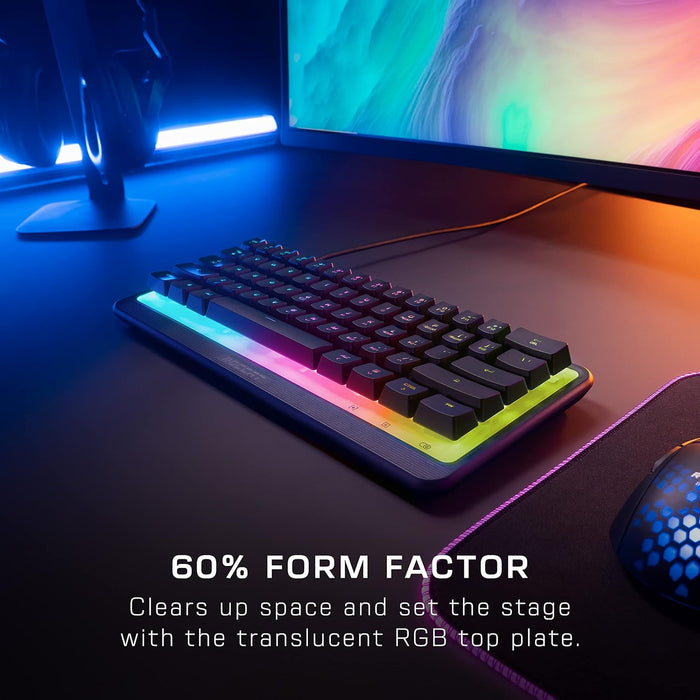 Roccat Magma Mini - 60% RGB Gaming Keyboard with 5 Programmable Lighting Zones, Membrane Key switches, Programmable Function Layers, Anti-Ghosting, & Spill Resistance - Black