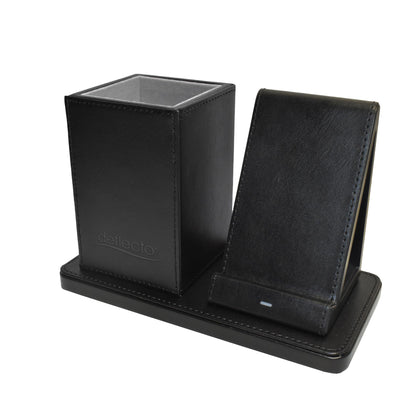 Deflecto Wireless Charging Desk Organiser - Black - Pen Holder Desk Tidy Wireless Charging Station - Wireless Charger for iPhone - Wireless Charger Samsung - QI Certified Wireless Phone Charger Stand