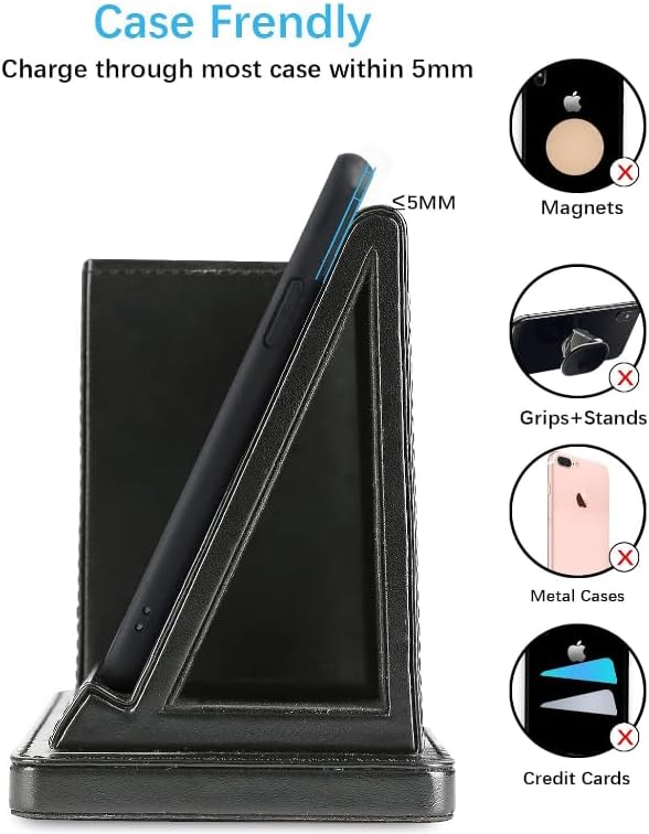 Deflecto Wireless Charging Desk Organiser - Black - Pen Holder Desk Tidy Wireless Charging Station - Wireless Charger for iPhone - Wireless Charger Samsung - QI Certified Wireless Phone Charger Stand