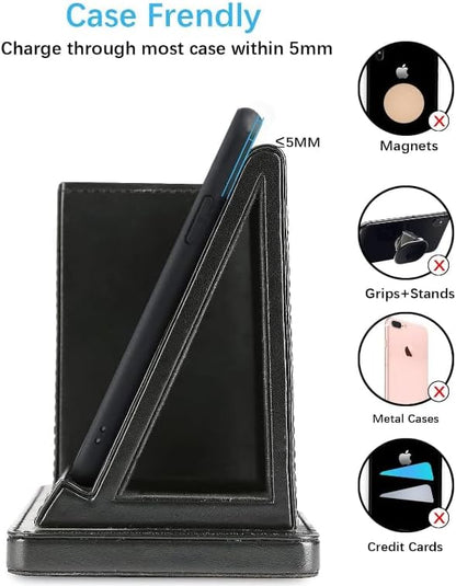 Deflecto Wireless Charging Desk Organiser - Black - Pen Holder Desk Tidy Wireless Charging Station - Wireless Charger for iPhone - Wireless Charger Samsung - QI Certified Wireless Phone Charger Stand