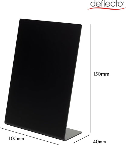 Deflecto A6 Slanted Chalkboard Menu Signage - Black Acrylic Display Sign - Countertop Chalkboard