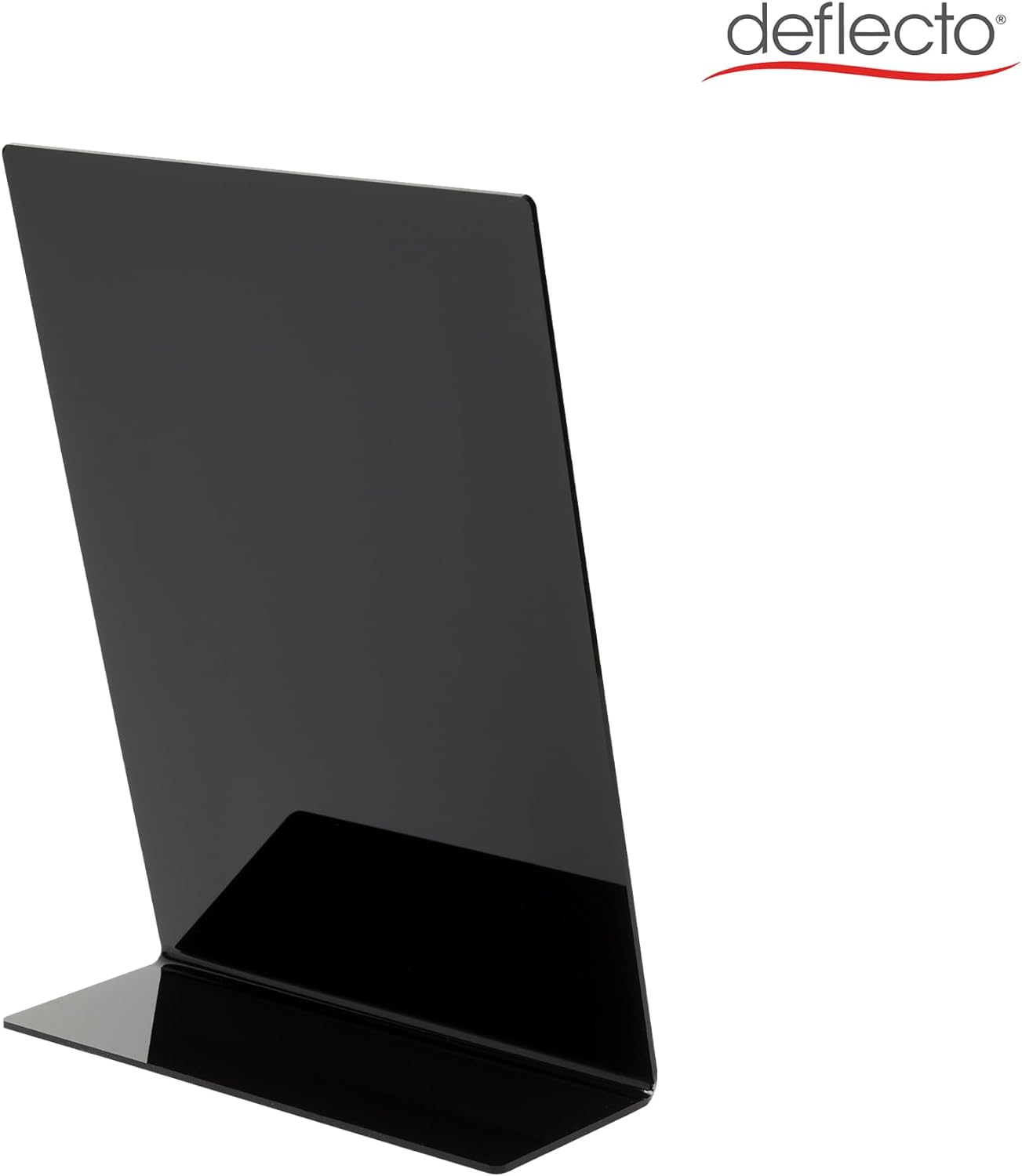 Deflecto A6 Slanted Chalkboard Menu Signage - Black Acrylic Display Sign - Countertop Chalkboard