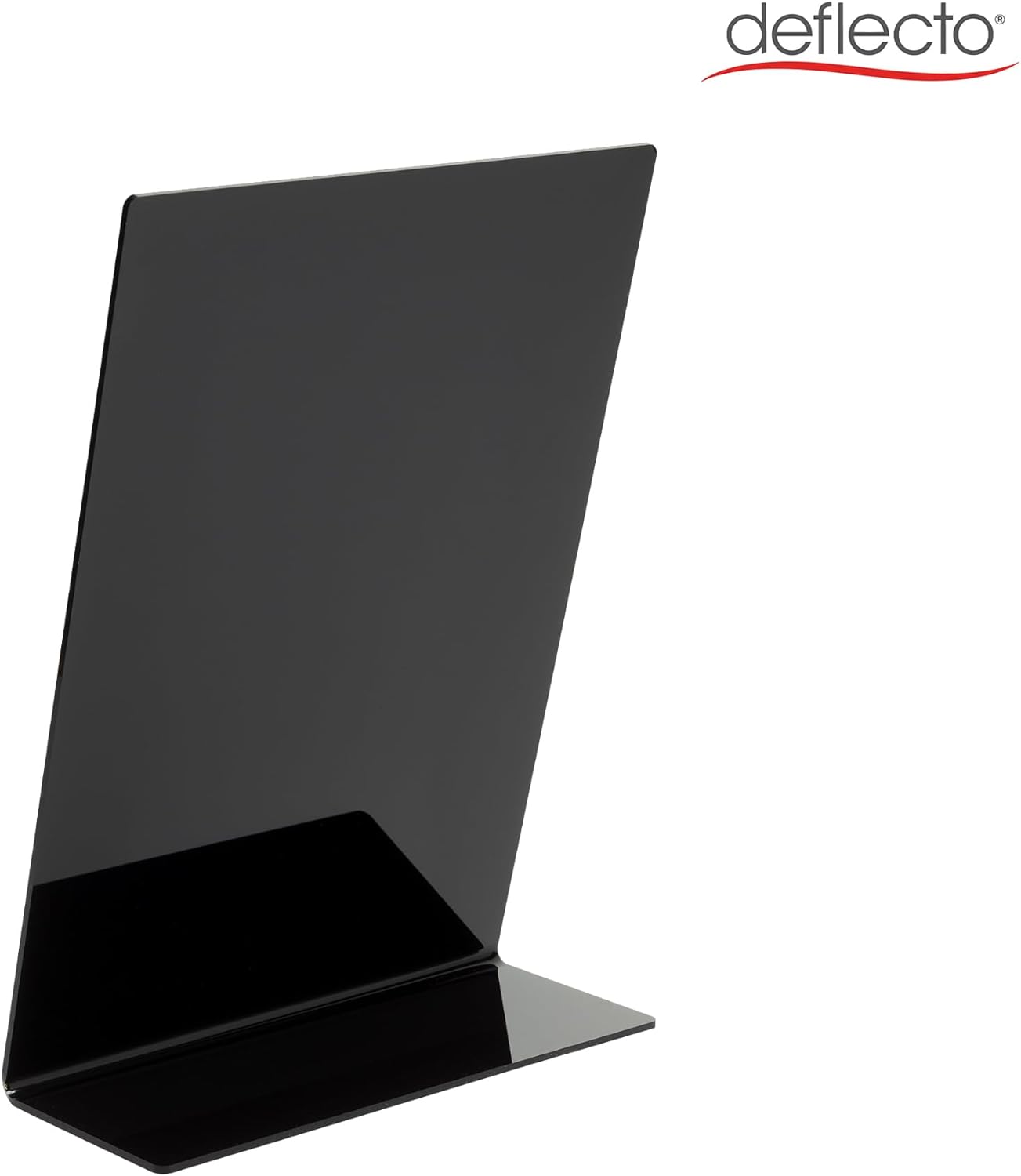 Deflecto A6 Slanted Chalkboard Menu Signage - Black Acrylic Display Sign - Countertop Chalkboard