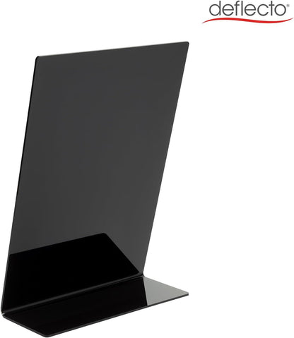 Deflecto A6 Slanted Chalkboard Menu Signage - Black Acrylic Display Sign - Countertop Chalkboard