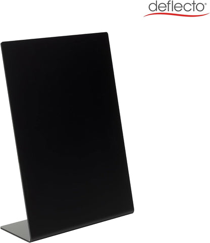 Deflecto A6 Slanted Chalkboard Menu Signage - Black Acrylic Display Sign - Countertop Chalkboard