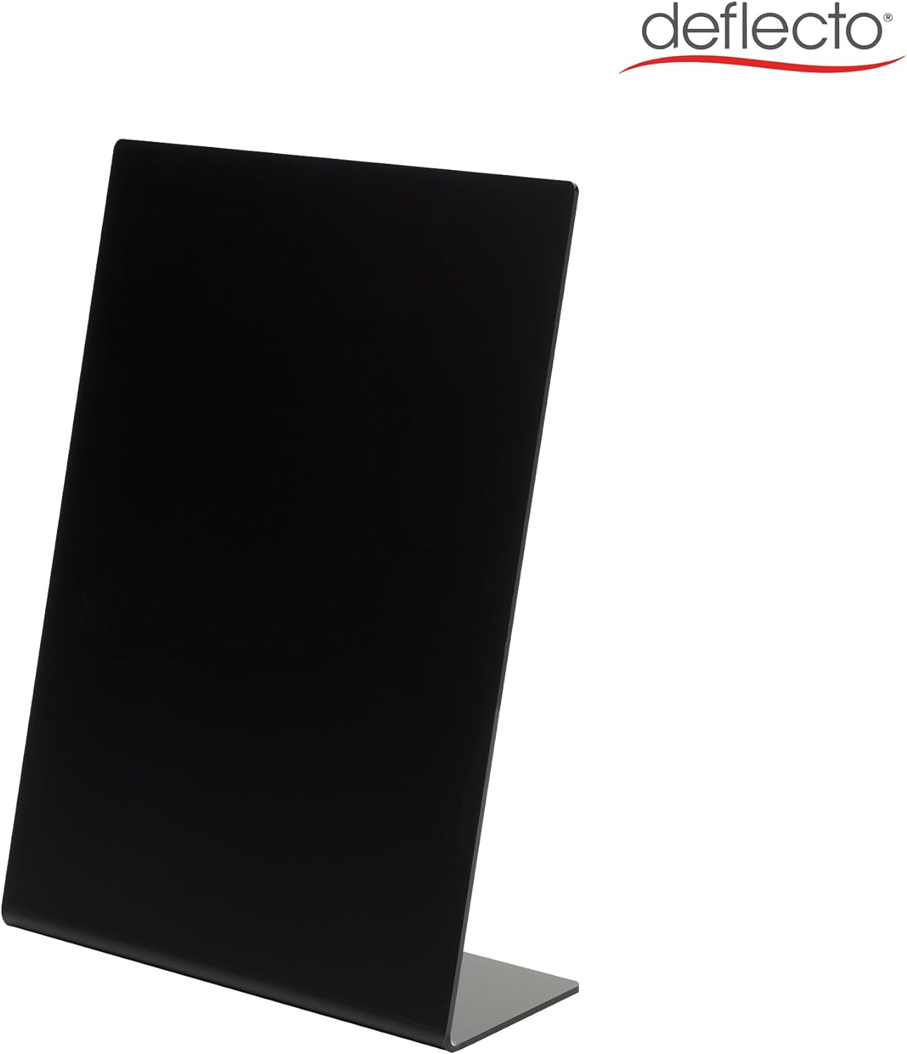 Deflecto A7 Slanted Chalkboard Menu Signage - Black Acrylic Display Sign - Countertop Chalkboard