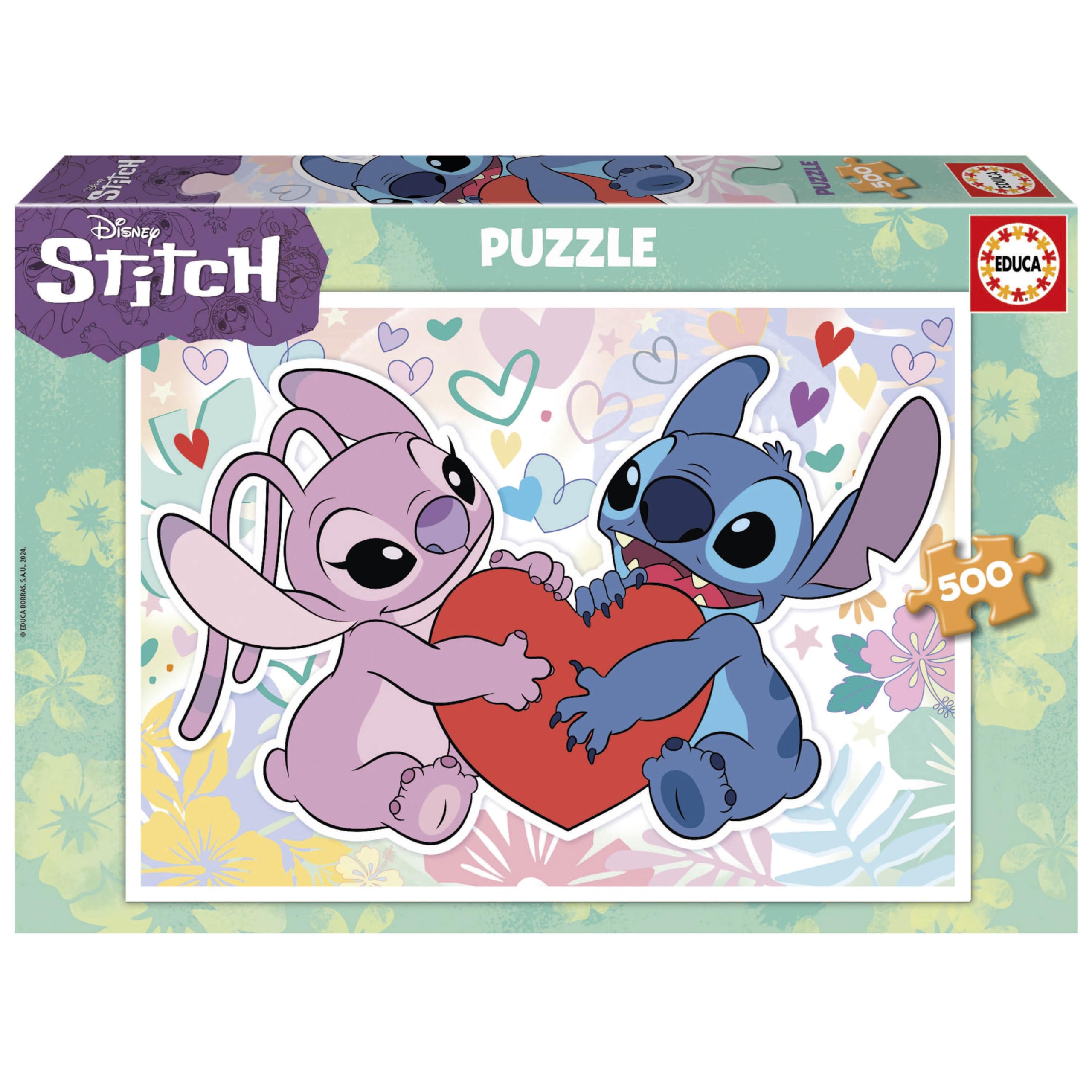 Educa - Disney Stitch | Puzzle von 500 Teilen für Erwachsene. Messen: 48 x 34 cm. Beinhaltet die puzzlekleber FixPuzzle. Seit 11 Jahren (19911