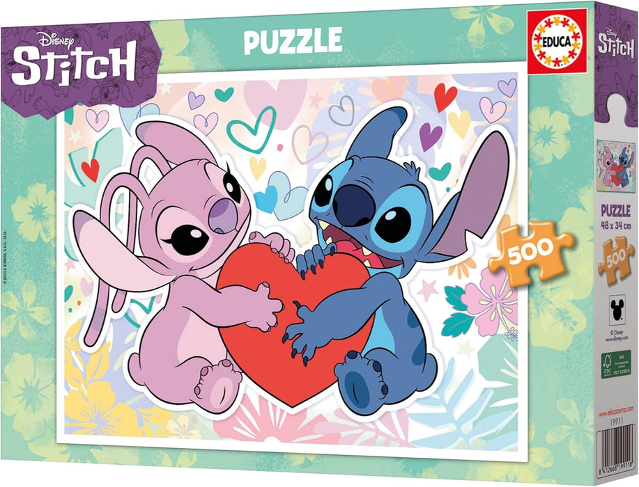 Educa - Disney Stitch | Puzzle von 500 Teilen für Erwachsene. Messen: 48 x 34 cm. Beinhaltet die puzzlekleber FixPuzzle. Seit 11 Jahren (19911