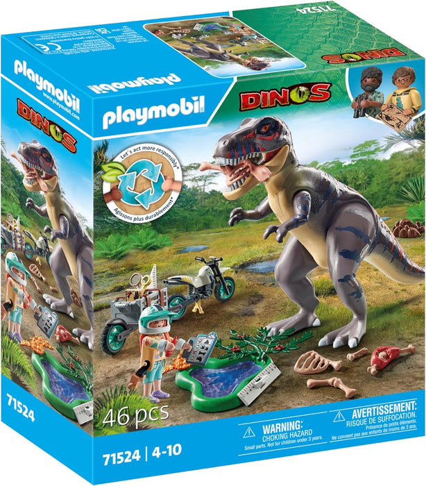 PLAYMOBIL Dinos 71524 T-Rex-Spurensuche, aufregende Suche nach dem Tyrannosaurus Rex, mit Motorrad, Kamera und echten Dino-Knochen, nachhaltiges Spielzeug für Kinder ab 4 Jahren