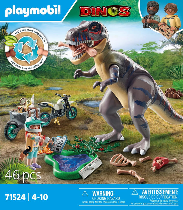 PLAYMOBIL Dinos 71524 T-Rex-Spurensuche, aufregende Suche nach dem Tyrannosaurus Rex, mit Motorrad, Kamera und echten Dino-Knochen, nachhaltiges Spielzeug für Kinder ab 4 Jahren