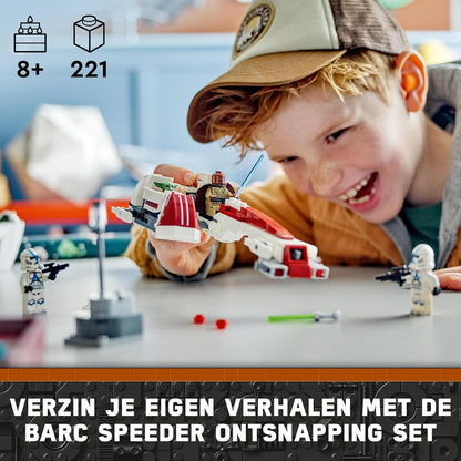 LEGO Star Wars BARC Speeder Escape Set, The Mandalorian Building Toy for Kids, Bike with Sidecar Includes Characters Kelleran Beq and Grogu, Gift for 8 Plus Year Old Boys, Girls and Fans 75378