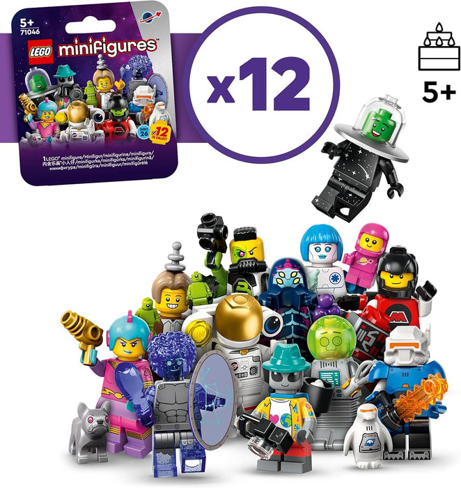 LEGO Minifigures Series 26 Space, Collectible Role-Play Toys for 5 Plus Year Old Boys & Girls, Incl. Astronaut and Robot, Party Bag Fillers, Kids Birthday Gift Idea, (1 of 12, Chosen at Random) 71046