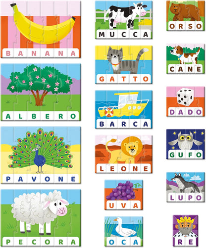 Clementoni - Sapientino Flashcards, Lettere E Parole, Gioco Educativo per Bambini 4 Anni con Tessere Illustrate, Made In Italy, 16459
