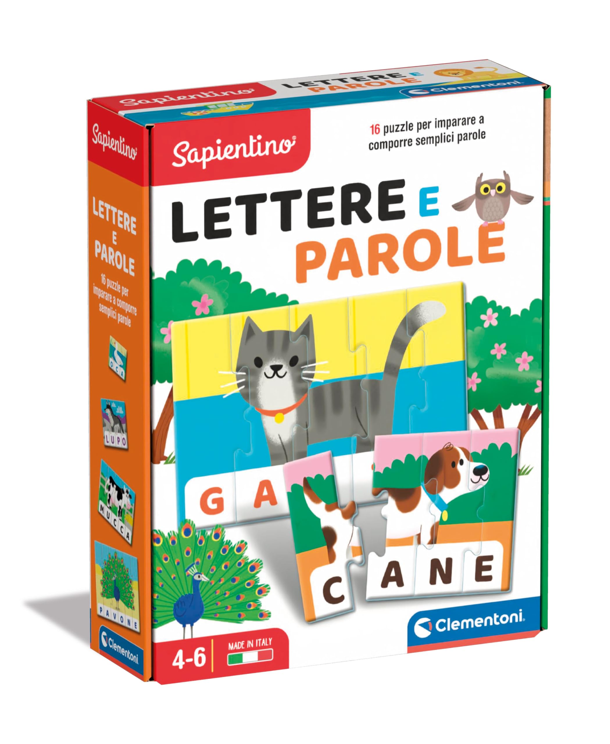 Clementoni - Sapientino Flashcards, Lettere E Parole, Gioco Educativo per Bambini 4 Anni con Tessere Illustrate, Made In Italy, 16459