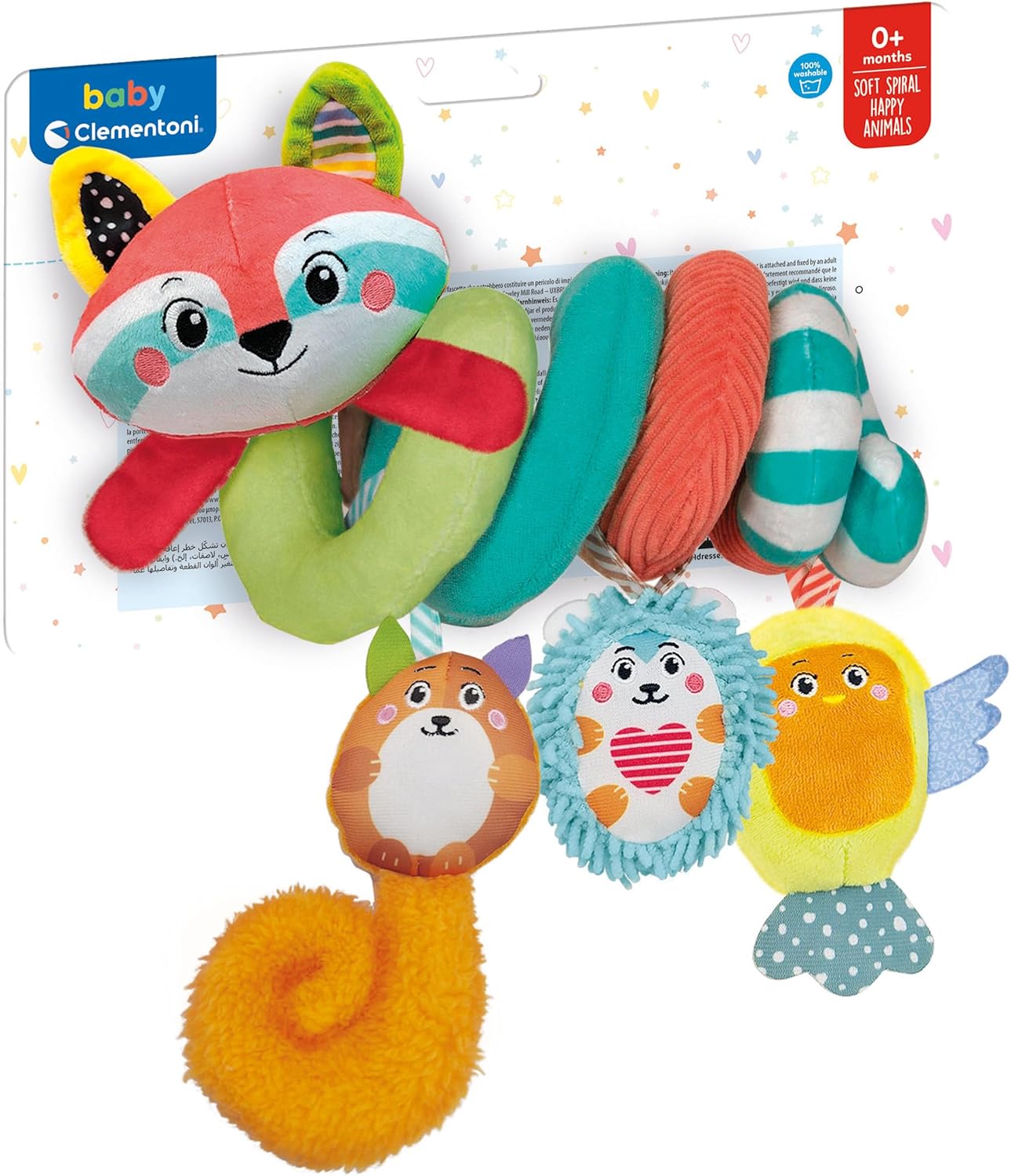 Clementoni Baby Infant Toys - Spiral Happy Animals - New Born Gift, Early Development & Activity Toys, Pushchair Stroller & Pram Toys, Sensory Learning Toys, Toddler 0 Months, Early Years Toys, 17909