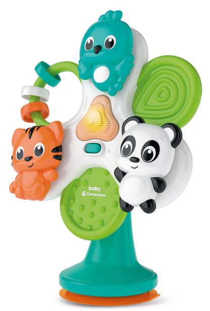Clementoni 17915 Round Wind Spinner with Animals, Early Childhood Play, Electronic, Interactive Lights and Sounds, 1 Year, High Chair Toy with Suction Cup, Batteries Included, Multi-Coloured