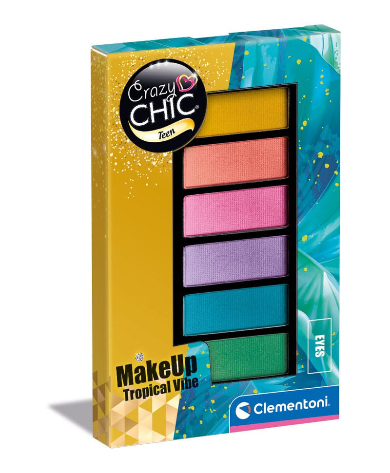 Clementoni - Set Trucchi Bambina Crazy Chic Teen - Eyeshadow: Tropical Vibe, Trousse Ombretti Sicuri e Anallergici, Bambine 9 Anni, Facilmente Lavabile con Acqua, 18794