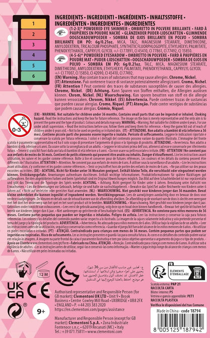 Clementoni - Set Trucchi Bambina Crazy Chic Teen - Eyeshadow: Tropical Vibe, Trousse Ombretti Sicuri e Anallergici, Bambine 9 Anni, Facilmente Lavabile con Acqua, 18794