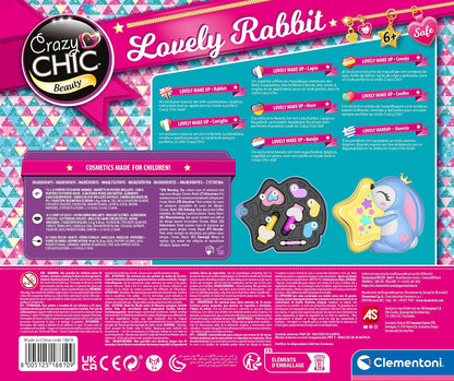 Clementoni Crazy Chic-Lovely Makeup Rabbit-Children Sets, Cosmetics for Teenager, Make Age 6, Creative Gift for Girls, Washable, 18810, Multicolour