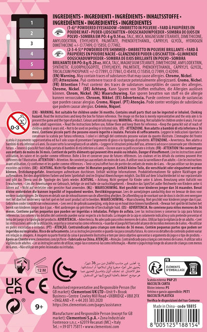 Clementoni Crazy Chic - Makeup Party Queen Eyes, Trucchi per Bambine 9+ Anni, Trousse Portatile con Ombretti Lavabili con Acqua e Applicatore, Idea Regalo per Adolescenti, 18815