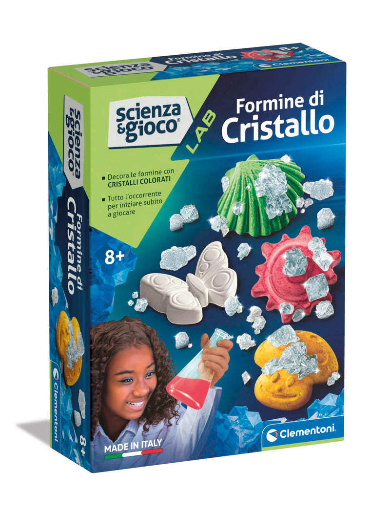 Clementoni Lab-Formine Set, Laboratorio Cristalli, Experiments Science, Geology, Mineralogy, Scientific Game 8 Years, in Italian, Made in Italy, Multicoloured, 19231