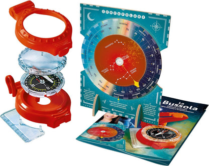Clementoni Spiel Lab Orientation - Scientific Laboratory 7 Years, Experiments of Science, Magnetism, Compass Children to Assemble, in Italian, Made in Italy, Multi-Colour, 19376