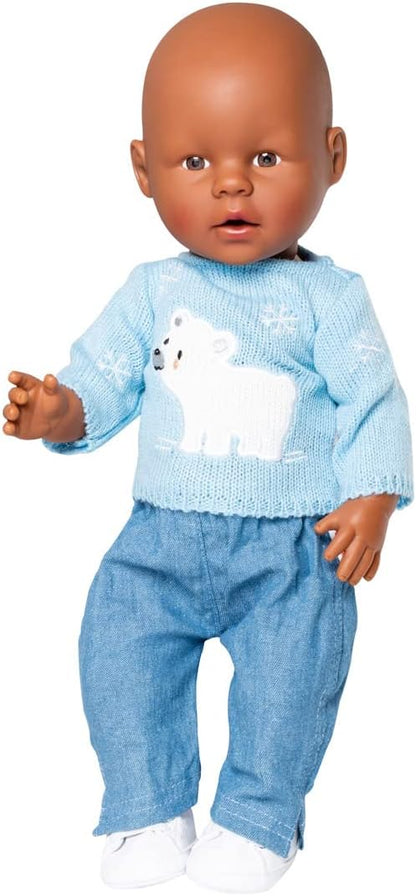 Heless Puppenbekleidungs-Set Eisbär-Outfit mit Sneakers, 3 teilig, Größe 35-45 cm