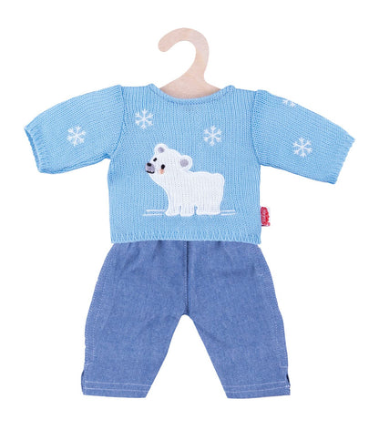 Heless Puppenbekleidungs-Set Eisbär-Outfit mit Sneakers, 3 teilig, Größe 35-45 cm