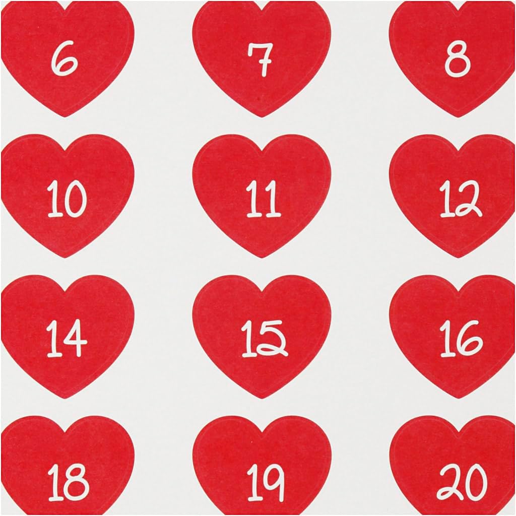 291151 Stickers Advent Calendar Hearts 15 x 16.5 cm 1 Sheet