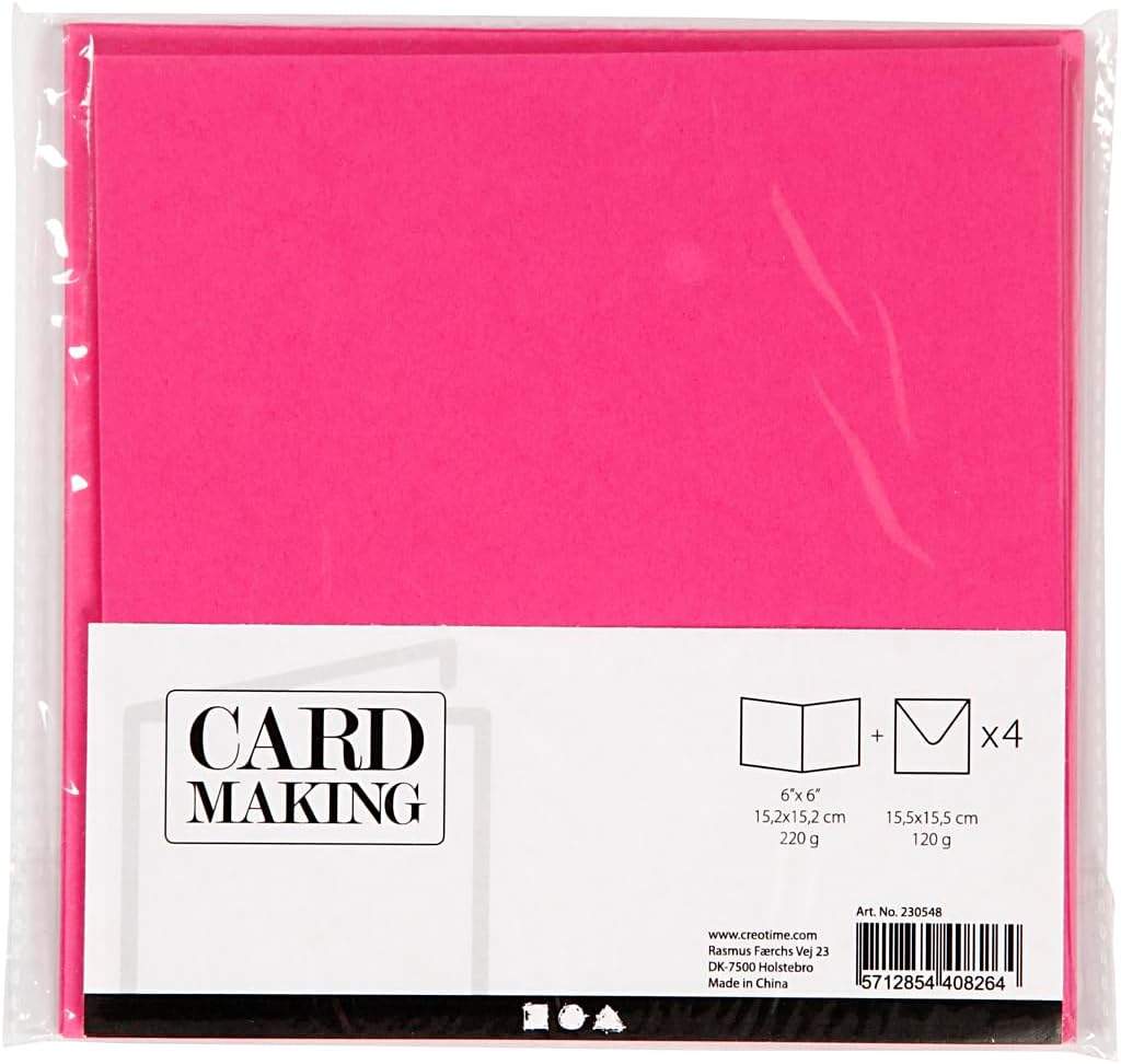 Karten und Umschläge zum Basteln von Karten, 15,2 x 15,2 cm, Pink, 4 Stück