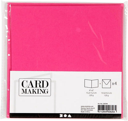 Karten und Umschläge zum Basteln von Karten, 15,2 x 15,2 cm, Pink, 4 Stück