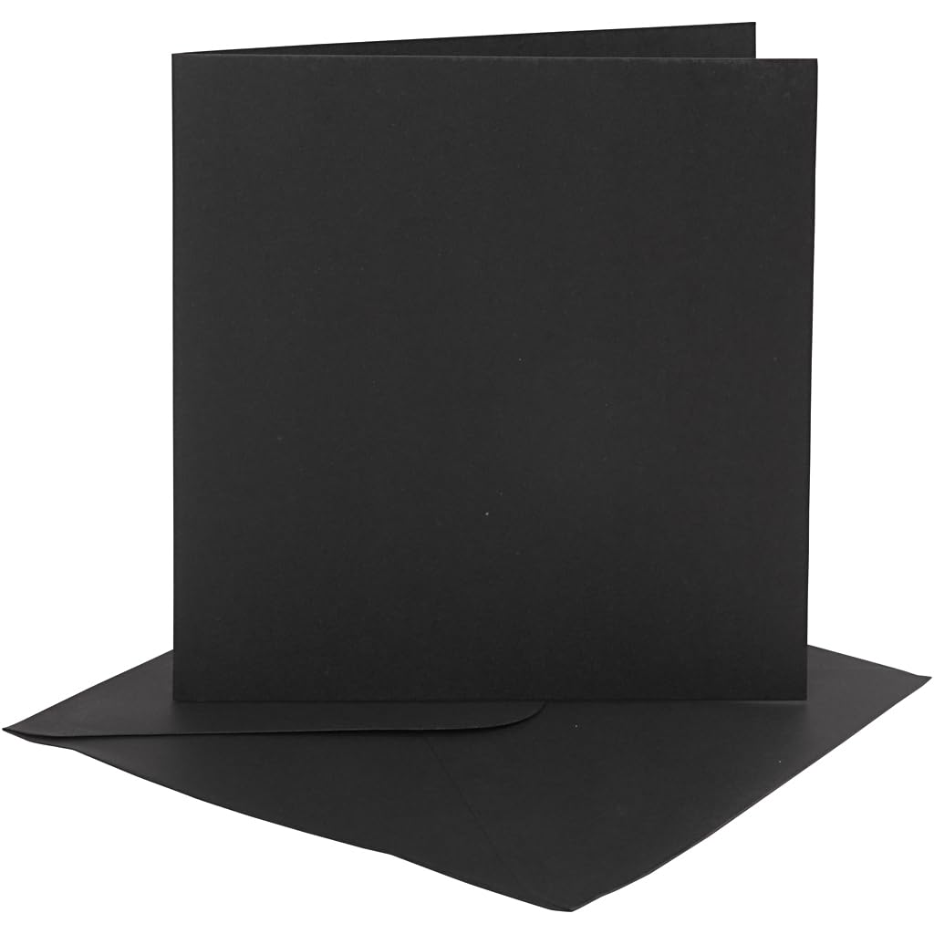 Karten und Umschläge, 15,2 x 15,2 cm, Schwarz, 4 Stück