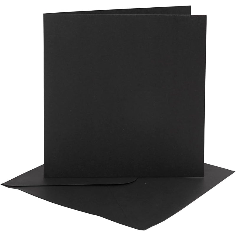 Karten und Umschläge, 15,2 x 15,2 cm, Schwarz, 4 Stück