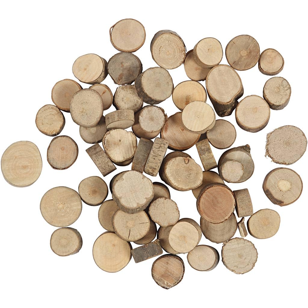 Mini houten schijven 10 tot 15 mm 25g
