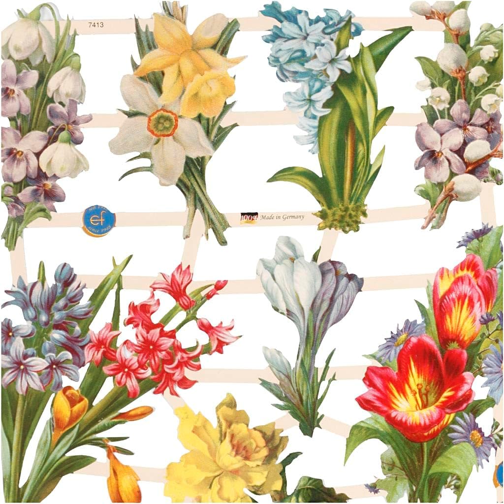 Die Cut Vintage Flower Compositions, 2 Sheets