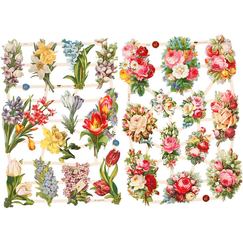 Die Cut Vintage Flower Compositions, 2 Sheets