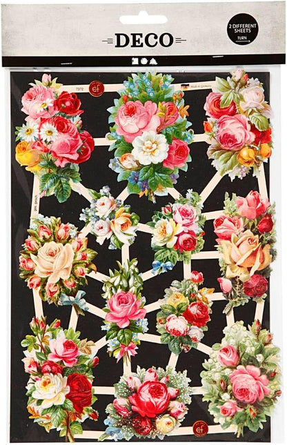 Die Cut Vintage Flower Compositions, 2 Sheets