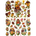 Die Cut Vintage Pansy Flowers 2 Leaves
