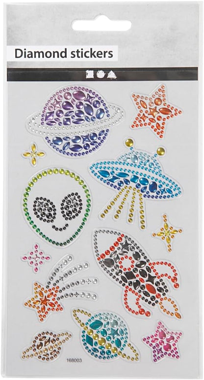 Diamantsticker Alien UFO Weltraum Aufkleber Strassteine