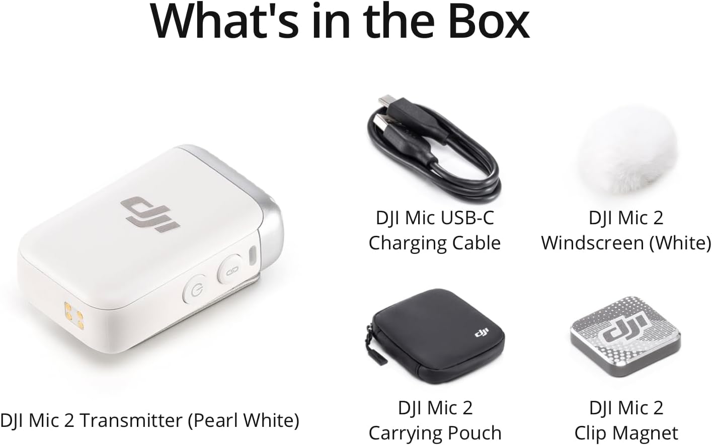 DJI Mic 2 Transmitter (Pearl White), Wireless Microphone with Intelligent Noise Cancelling, 14-Hour Internal Recording, 6-Hour Battery, Magnetic Attachment, Bluetooth Microphone, YouTube, Vlogs Transmitter (Pearlwhite) Single